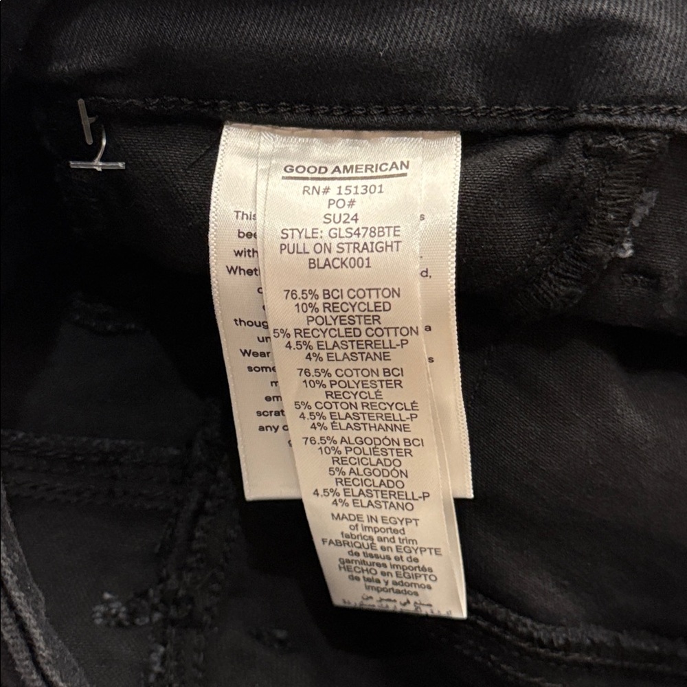 NWT Good American Good Legs Straight Jeans Small Black Mid Rise Tummy Tech 1 - Picture 8 of 9